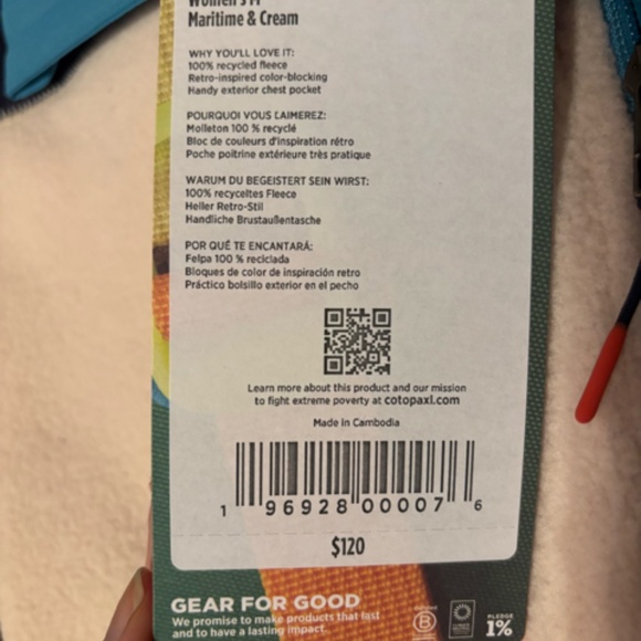 Cotopaxi Abrazo Half-Zip Fleece Jacket Women’s M Maritime & Cream - Picture 4 of 10